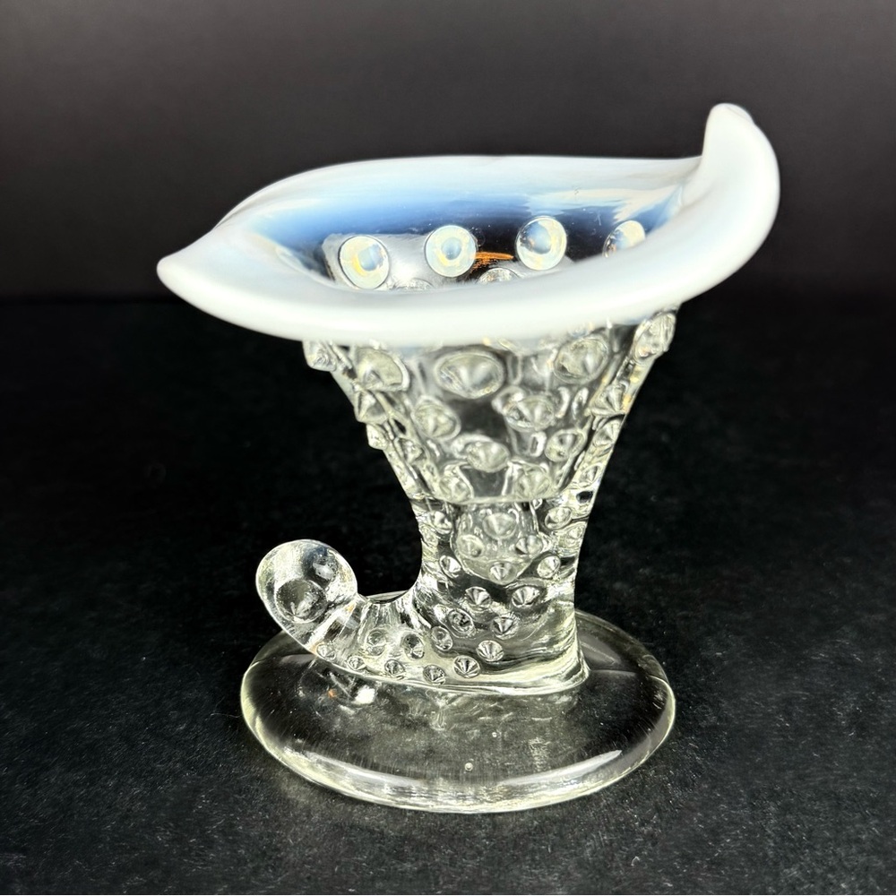 Vintage FENTON WHITE FRENCH OPALESCENT GLASS HOBNAIL Hat Pin/TOOTHPICK HOLDER
